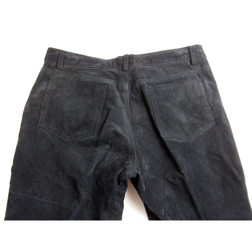 Lee Jeans Black One True Fit 100% Leather Suede Bootcut Lined Women Size 13/14 - Picture 2 of 8
